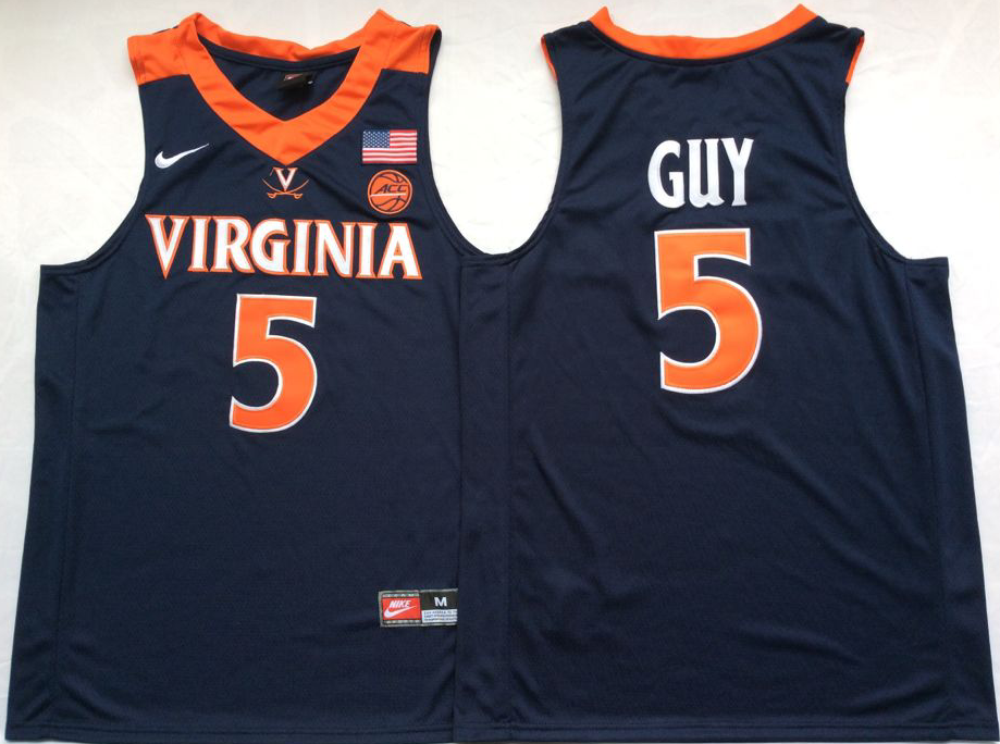 NCAA Men Virginia Cavaliers Blue #5 GUY